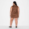 Women's Faux Suede Button-Front Mini A-Line Dress - Wild Fable™ Brown - 3 of 3