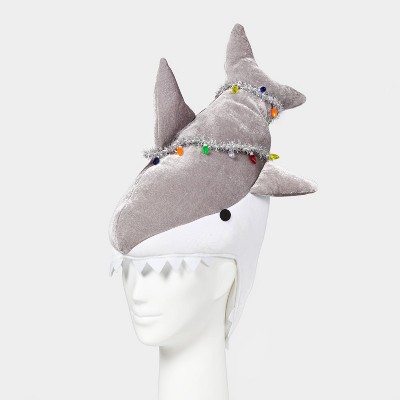 Shark Hat with Faux Tinsel Lights Gray - Wondershop™