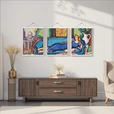 Elegant Triple Black Hanging Pole Painting, 30 * 40cm, Wall Decoration Hanging Art