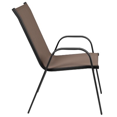 5-Piece Brown Steel and Glass Outdoor Dining Set