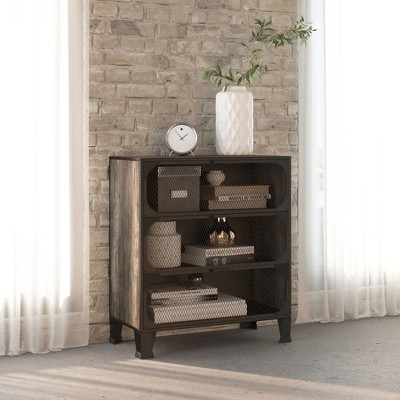 Storage Cabinet Rustic brown Metal and MDF Compact Cabinet  vidaXL
