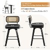 Swivel Counter Height Bar Stools - 26" Faux Leather Upholstered with Rattan Back, Black Wood Frame for Kitchen Island - 2 of 4