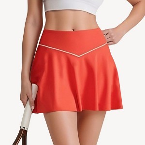 Anna-Kaci Active Women's High Waist Flare Tennis Skirt with Contrast Piping and Flowy Athletic Silhouette - 1 of 4