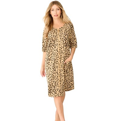 Dreams & Co. Women's Plus Size Short French Terry Zip-Front Robe