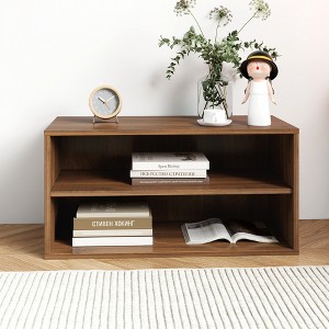 GDFStudio Larrick Modern Storage Sideboard Cabinet with Open Shelves, Walnut - 1 of 4