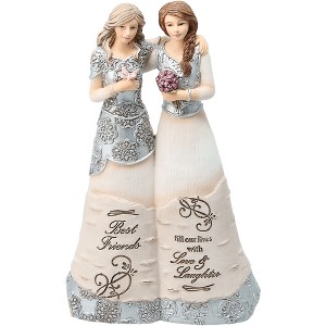 Pavilion Gift Company - Best Friends - 6" Double Figurine Holding Flowers - Decorative Objects - 1 of 4
