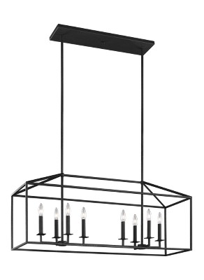 Perryton Minimalist Square Steel 40" Black Island Pendant
