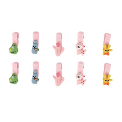 Unique Bargains Women's Cute Palm Deer Hair Clips Pink Yellow Green Blue 10 Pcs