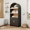 71" Arched Kitchen Pantry Cabinet, 5 Tier Wooden Display Cabinet, Freestanding Book Shelf with Adjustable Shelves, Bathroom Storage Cabinet - 2 of 4
