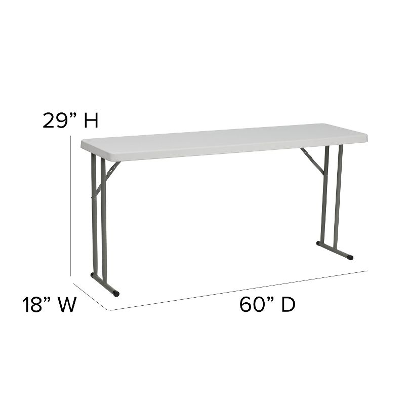 Flash Furniture 5-Foot Granite White Plastic Folding Training Table, 4 of 9