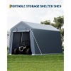 Acekool 7x15 FT Outdoor Storage Shed with Roll-Up Zipper Doors, Ventilated Mesh Windows, Heavy Duty Waterproof Tarp for Bikes & Tools - 4 of 4