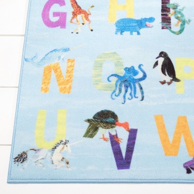 Eric Carle Blue Alphabet Zoo Washable Kids Area Rug
