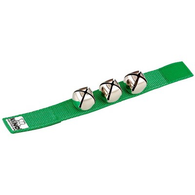  Nino Wrist Bells Strap with 3 Bells Green 9 in. 