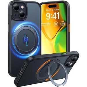 TORRAS iPhone 15 UPRO Ostand Pro Shockproof MagSafe Compatible Military-Grade Case With 360°Rotatable Magnetic Ring-Black - 1 of 4