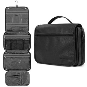 PAVILIA Hanging Toiletry Bag Women Men, Foldable Large Travel Cosmetic Organizer, Water Resistant Makeup Toiletries Essentials Kit - 1 of 4