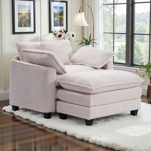 EHMKNP  40''W Comfy Cloud Sofa Armchair - Corduroy Oversized Chair & Ottoman Set, Plush Upholstery & Extra Deep Seat for Small Apartment Living Rooms - 1 of 4