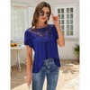 Summer Blouse For Women Lace Petal Sleeve Tops Short Sleeve Pleated Shirt Loose A Line Tshirts - 3 of 4