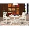 3-Piece Linen White Finish Solid Wood Top - Dining Room Set  - Seats 4 - 2 of 4