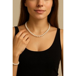 Classic 8mm Pearl Necklace & Bracelet Set – Timeless Elegance Collection - 1 of 3