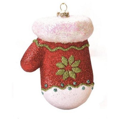 Northlight 4" Red and White Glitter Shatterproof Mitten Christmas Ornament