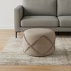 HomeRoots 18" Brown Cotton Cylinder Geometric Pouf Ottoman - 2 of 4