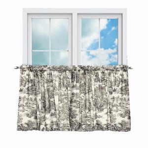 Ellis Curtain Victoria Park Toile Room Darkening Window Rod Pocket Pair Set With 2 Tiers - 2-Piece - 68x24" - 1 of 4