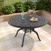 Round 47.24-inch Cast Aluminum Patio Dining Table with a 1.88-inch with Umbrella Hole - 2 of 4