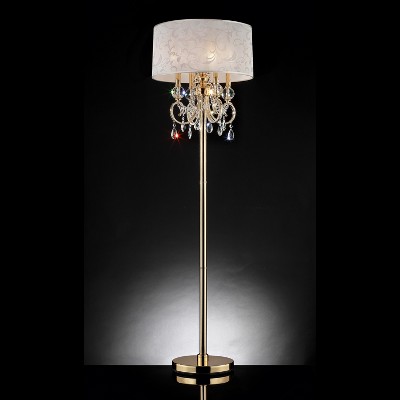 21" White Crystal Chandelier with Barocco Shade