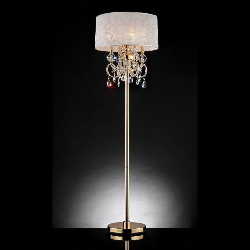 63&#34; Antique Crystal Floor Lamp with Crystals (Includes CFL Light Bulb) Gold - Ore International, 3 of 5