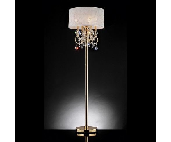 Aurora Barocco Crystal Floor Lamp Gold 63" (Includes Energy Efficient Light Bulb) - Ore International
