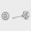 1.28 CT. T.W. Created White Sapphire Halo Stud Earrings in Sterling Silver - image 2 of 2