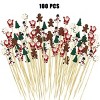 100 Pieces Christmas Cocktail Picks Cute Disposable Bamboo Decorative Toothpicks Santa Claus Gingerbread Man Tree Pattern Fruits Appetizer Skewers - 3 of 4