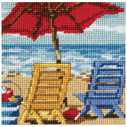 Dimensions Mini Needlepoint Kit 5x5-beach Chair Duo Stitched In
