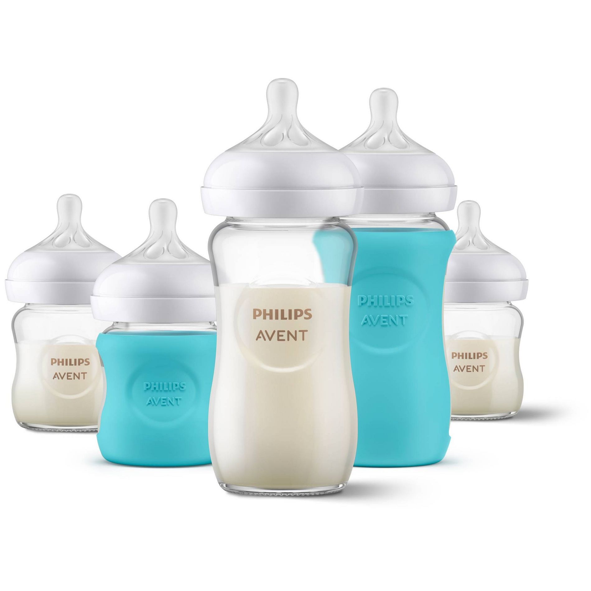 Philips Avent Natural Glass Bottle with Response Nipple Baby Set - 7pc: BPA-Free, Silicone Nipples