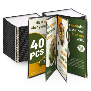 WeChef 40 Pack Restaurant Menu Covers 8.5 x 14" Book Style 4 Pages 8 Views - 1 of 4