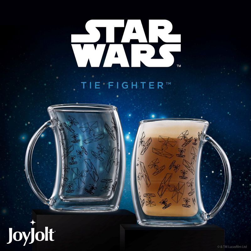 JoyJolt Star Wars TIE Fighter Double Wall Glass Mugs - Set of 2 Double Wall Insulated Mug Glasses - 10 oz, 3 of 6