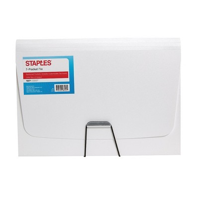 Staples Plastic 7 Pocket Reinforced Expanding Folder Letter Size White TR52024/52024