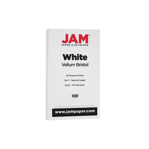 JAM Paper Extra Heavyweight 110 lb. Cardstock Paper 11 x 17 White 50  Sheets/Pack (16934189)