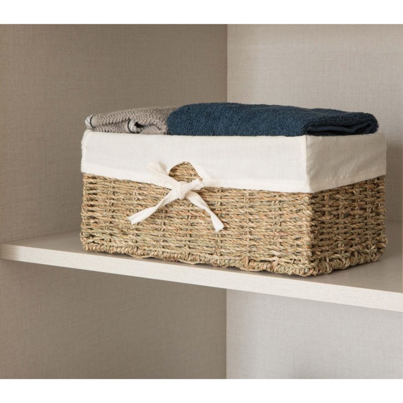 Vintiquewise Seagrass Shelf Basket Lined with White Lining, 3 of 9
