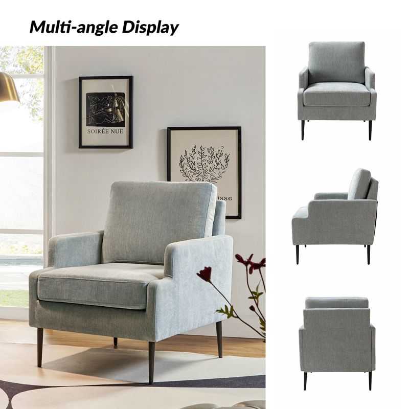 Leandes Mid-century Armchair with Tapered Metal Legs for Living Room and Bedroom | KARAT HOME, 4 of 9