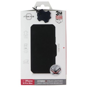 ITSKINS Hybrid // Folio Leather Wallet Case for Apple iPhone 12 Pro Max - Black - 1 of 1