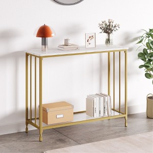 Console Table, Entryway Table with Glass Shelf and Metal Frame, Narrow Sofa Table Narrow Long Behind Couch Table - 1 of 4