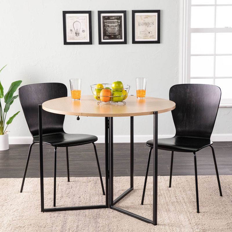 Valxina Round Folding Dining Table Natural/Black - Aiden Lane, 5 of 18