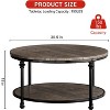 Coucheta 30.5/34.5" Round Coffee Table - 2-Tier Farmhouse Wood & Metal Design with Storage Shelf - 3 of 4
