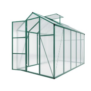 Akoasm 120.87 in. W All-Season Height-Adjustable Windproof Aluminum Greenhouse with Elevated Base & Mounting Kit for Outdoor Backyards-Green - 1 of 4