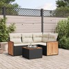 vidaXL 5 Piece Patio Sofa Set with Cushions Black and Cream Poly Rattan - With Table - 2 of 4