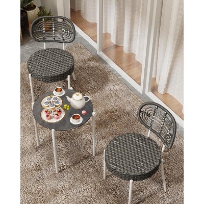 3 Piece Outdoor Bistro Set, Patio Rattan Bistro Set with Coffee Table, Front Porch Chairs Wicker Conversation Set for Lawn, Garden, Balcony, Backyard