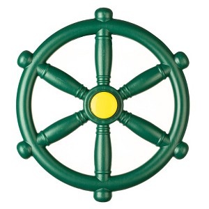 Green and Yellow Outdoor Playground Captain Pirate Ship Wheel, Plastic Playground Swing Set Accessories Steering Wheel - 1 of 4