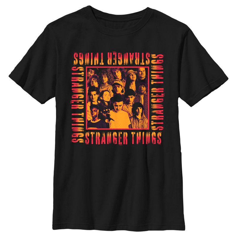 Boy's Stranger Things Orange Group Shot Boxed Up T-Shirt, 1 of 6