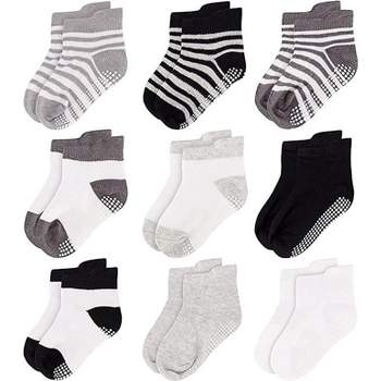 Rising Star Infant Boys Baby Socks, Non Slip Grip Ankle Socks for Baby's Ages 6-24 Months (Gray)